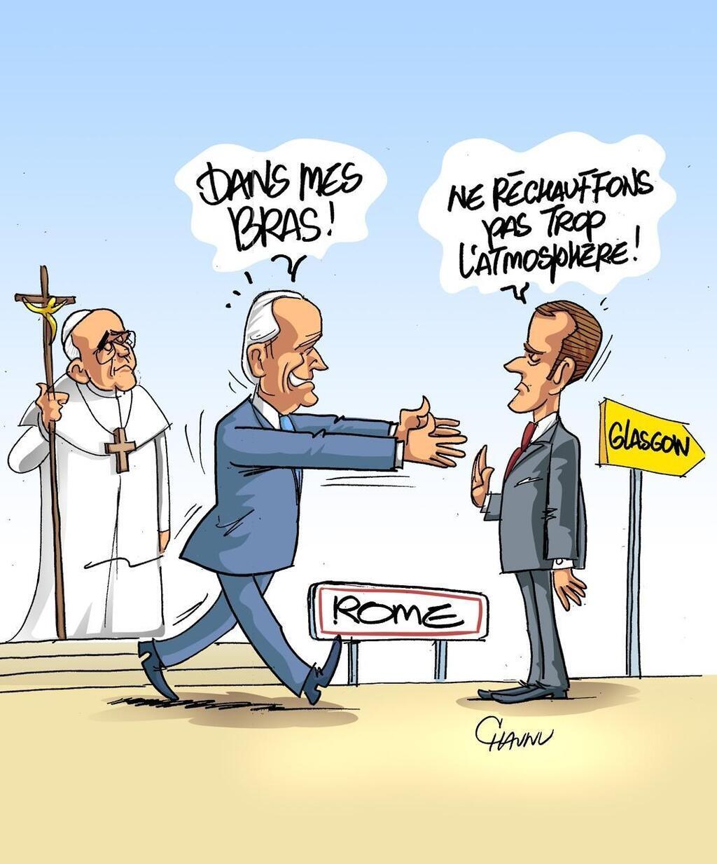 Le Dessin De Chaunu Joe Biden Et Emmanuel Macron Rome Le Mans