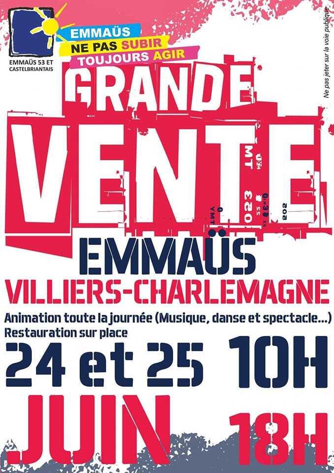 Villiers Charlemagne Emmaüs organise sa grande vente dété les 24 et