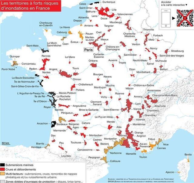 Zones concernées dégâts évolution Le risque dinondations en France