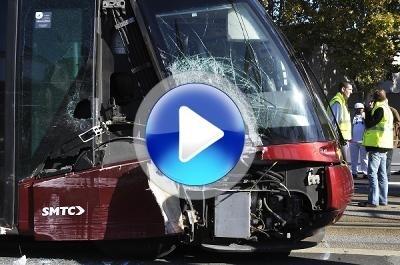 photo déraillement du tramway ce matin : importants dégâts à la motrice (photos & vidéo)