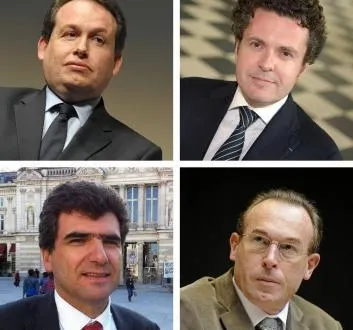 photo en haut, de gauche à droite : frédéric béatse (ps), christophe béchu (ump) ; en bas, de gauche à droite, laurent gérault (udi) et jean-luc rotureau (divers gauche) en lutte pour décrocher le fauteuil de maire d’angers. &copy; martin jean-françois