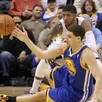 photo klay thompson (golden state) a réalisé la plus action cette nuit face à paul george et indiana