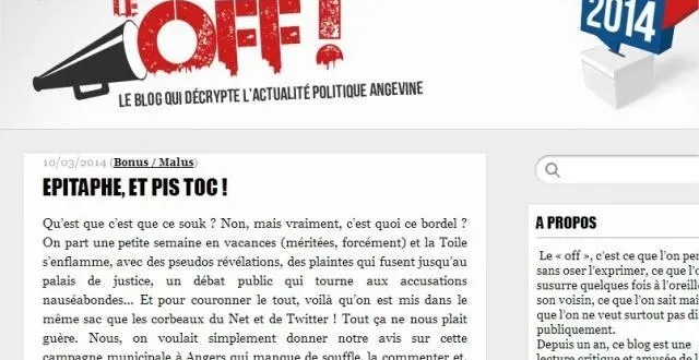 photo dernier billet lundi du blog satyrique angersleoff. &copy; dr