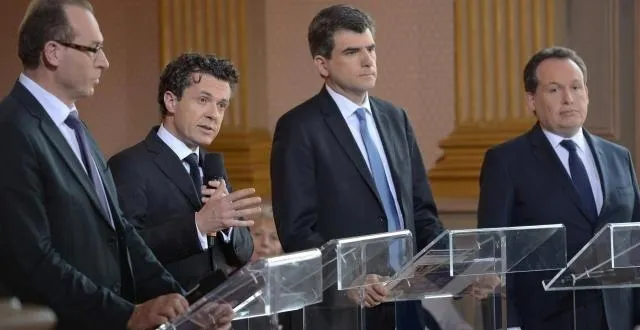 photo de gauche à droite : jean-luc rotureau (divers gauche), christophe béchu (ump), laurent gérault (udi) et frédéric béatse (ps). &copy; 7080w (aubinaud sébastien)