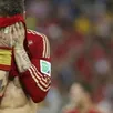 photo sergio ramos, dépité, n'a rien pu faire pour éviter la défaire de l'espagne