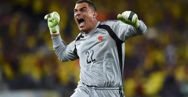 photo entré en fin de match, faryd mondragon a fêté le quatrième but de la colombie face à japon sur la pelouse. &copy; photo : reuters.
