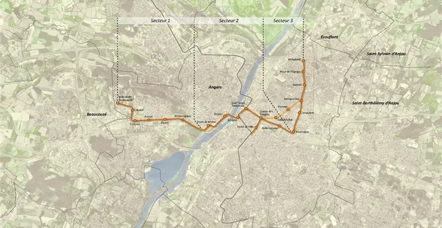 photo tracé d'étude de la ligne b du tramway d'angers
