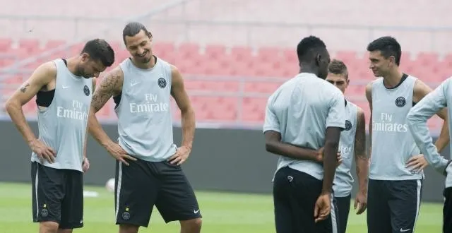 photo thiago motta, zlatan ibrahimovic, serge aurier et javier pastore. &copy; photo : david ademas