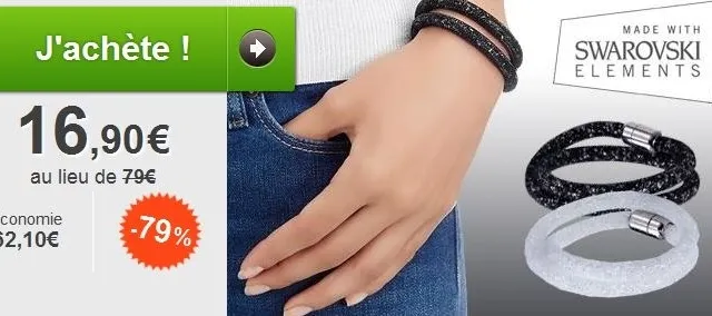 photo deal : le bon plan qui a cartonné : le double bracelet swarovski de nouveau en vente