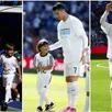 photo zaïd, le petit syrien poussé avec son père par une journaliste hongroise a eu la chance d'accompagner cristiano ronaldo sur la pelouse du stade santiago bernabeu.