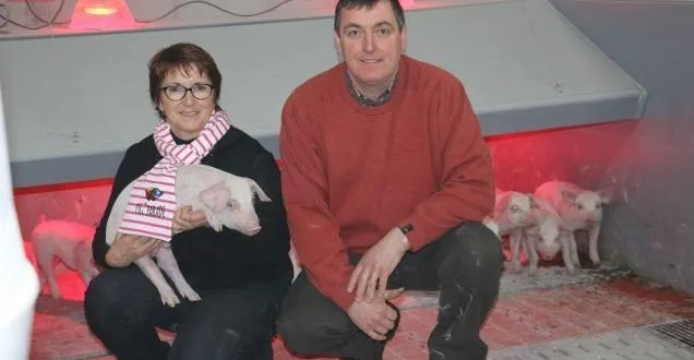 photo aux paluelles, christiane et thierry lambert ont modernisé leur exploitation porcine avec un nouveau bâtiment labellisé « nouvelle agriculture ». les salles de post-sevrage incluent des niches et des tapis pour réduire les consommations d'énergie.