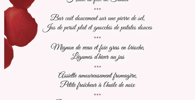 photo menu de la saint-valentin 2016 au château de la perrière