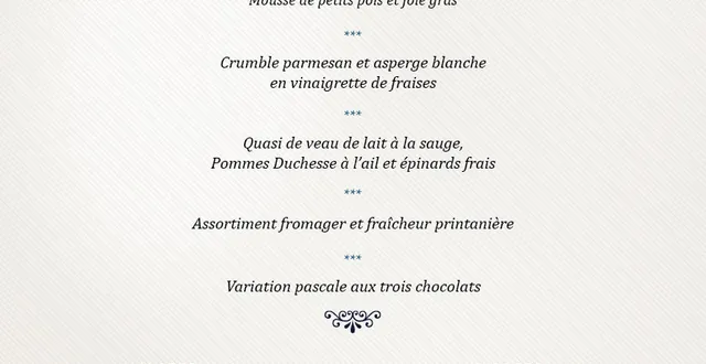 photo menu de pâques au château de la perrière