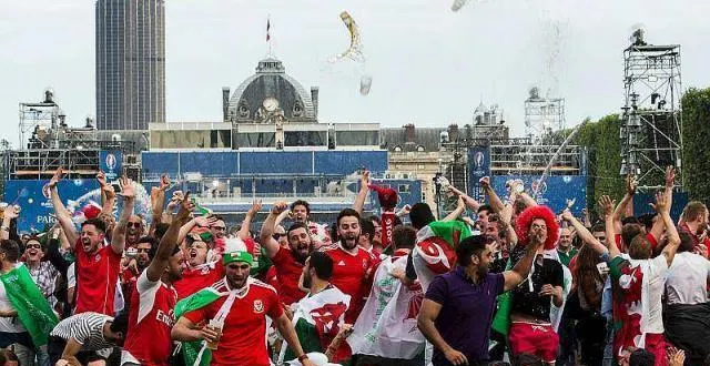 photo un fan gallois a demandé sa copine en mariage au sein d'une fan zone de l'euro 2016. &copy; photo : afp