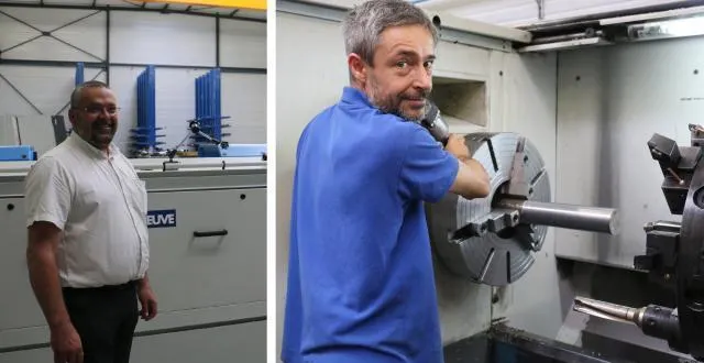 photo à gauche, benoît thommeret dans la nouvelle extension et olivier bilger, tourneur. &copy; ouest-france