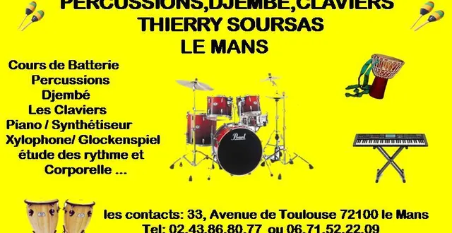 photo enseigne cours de batterie percussions claviers