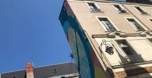 photo la façade d'un immeuble de la rue de l'espine, à angers, a été relookée par le graffeur tellas. &copy; maxime huteau