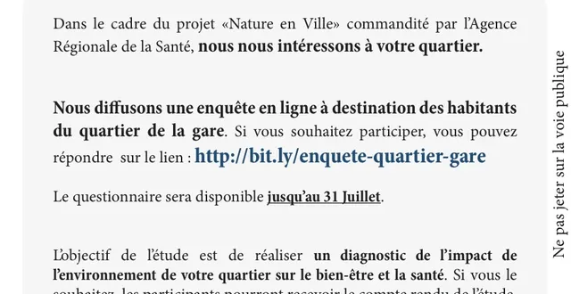 photo enquête auprès des habitants du quartier de la gare