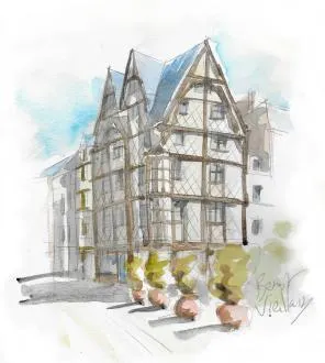 photo la célèbre maison angevine vue par notre aquarelliste benoît vieillard. &copy; ouest-france