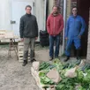 photo thomas levillain (au centre) avec ses deux salariés et des paniers de légumes à emporter.