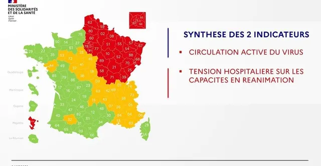 photo sur la carte du ministère des solidarités et de la santé, du vendredi 1er mai, la sarthe est classée en orange. &copy; ministère des solidarités et de la santé