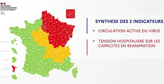photo la carte provisoire du déconfinement, en date du dimanche 3 mai 2020. &copy; ministère de la santé