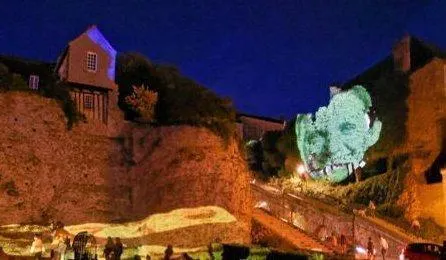 photo le spectacle polychrome créé par skertzo et les projections végétales de l’artiste urbain philippe écharoux ont illuminé le vieux mans lors de la soirée d’inauguration, vendredi. &copy; dominique breugnot photographer