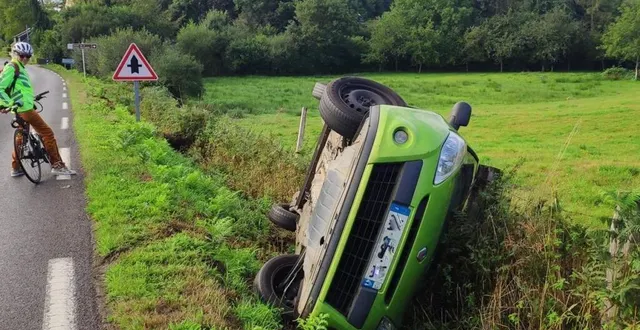 photo un homme a perdu le contrôle de son véhicule, jeudi, en voulant dépasser une cycliste. &copy; ouest-france