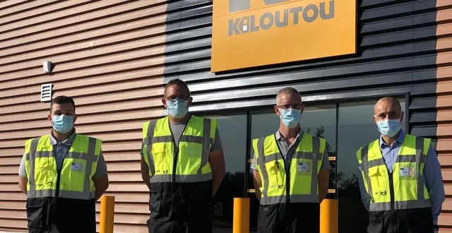 photo antoine frénéhard, conseiller technico-commercial, david loison, chef d’atelier, aurélien gaudin, responsable, et pascal mulet, directeur de groupe d’agences, devant le futur magasin kiloutou de saint-saturnin, au nord du mans. &copy; ouest-france