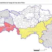 photo sur cette carte réalisée par la direction départementale des territoires, sont précisées les zones d'application des mesures de restriction de l'usage de l'eau.