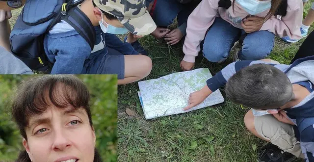 photo audrey foucron (en médaillon) a emmené ses élèves en classe nature sur les bords du lathan. &copy; co