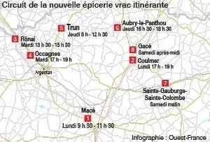 photo les points de rendez-vous du camion d’épicerie en vrac. &copy; infographie ouest-france
