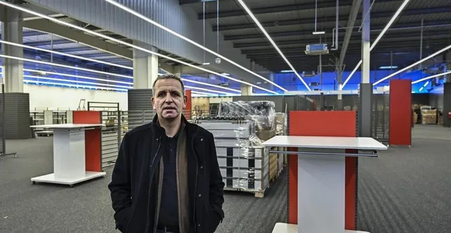 photo ruaudin, jeudi 14 janvier 2021. franck david, ici dans le nouveau magasin qui ouvrira le 6 mars prochain, dans la zone commerciale maine street. &copy; photo le maine libre – denis lambert