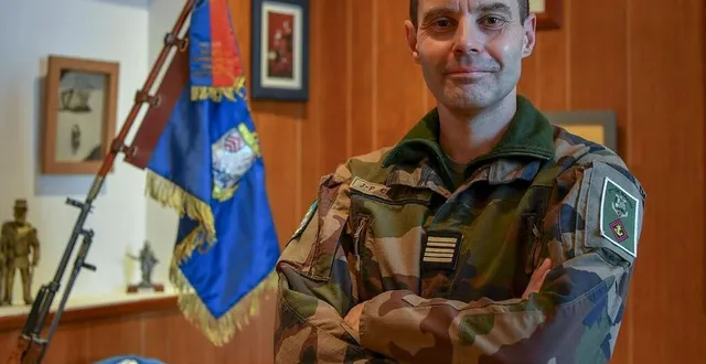 photo le colonel jean-pierre chanard, chef de corps du 2e rima depuis juillet 2020. &copy; photo le maine libre yvon loue