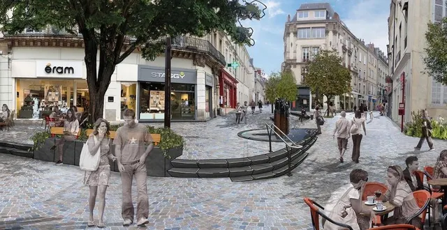 photo  la fontaine de la place de la sirène, au mans, sera déménagée de quelques mètres et prendra une forme nouvelle : la sculpture sera installée sur un miroir d’eau.  &copy;  ville du mans 