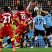 photo  l’attaquant uruguayen luis suarez avait empêché le ghana de marquer en repoussant le ballon de la main sur sa ligne, en quart de finale du mondial 2010. 