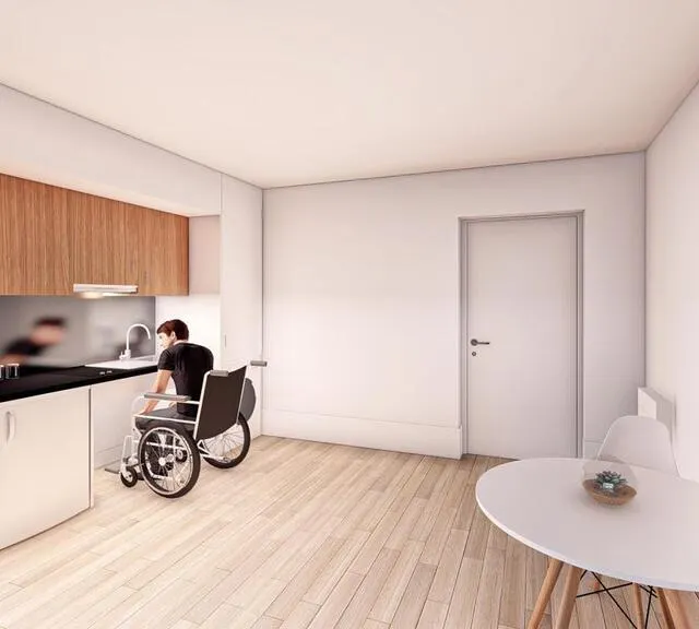 photo la cuisine est conçue pour les personnes en fauteuil roulant.  ©  mobicap