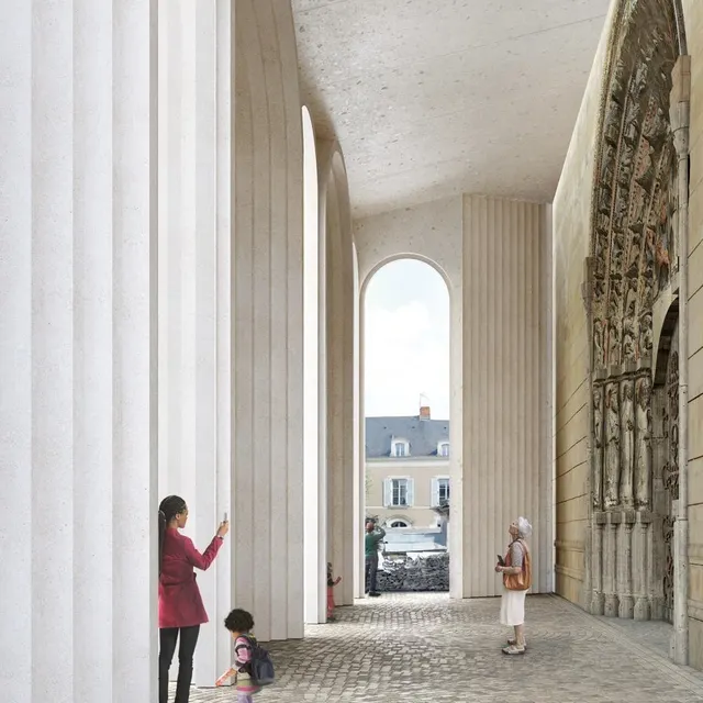 La construction sera réalisée en pierre calcaire pour rappeler l’usage du tuffeau. Kengo Kuma & Associates photo la construction sera réalisée en pierre calcaire pour rappeler l’usage du tuffeau. © kengo kuma & associates