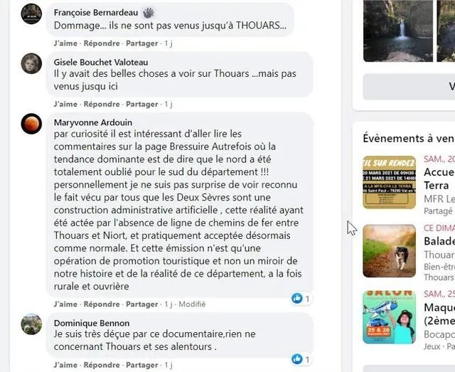 photo sur facebook, l'émission suscite la déception des thouarsais.  ©  capture d'écran facebook