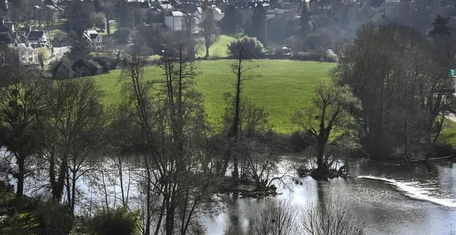 photo  fresnay-sur-sarthe, mardi 23 mars 2021. en haut du coteau des vignes, une vue imprenable sur tout le village.  &copy;  denis lambert 