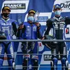 photo  première course en supersport 300 pour alexy négrier (au centre) et première victoire sur le circuit bugatti. 