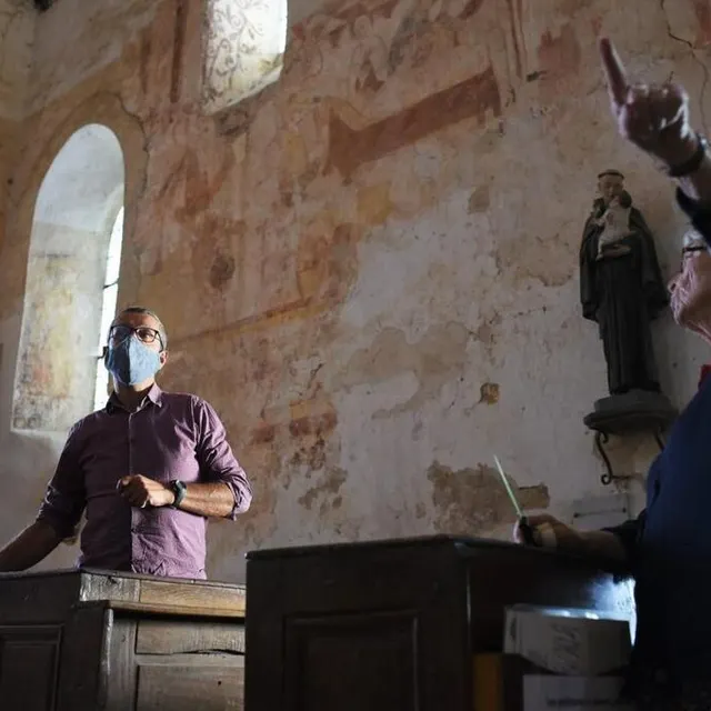 photo les représentations iconographiques de l’église saint-hilaire, redécouvertes dans les années 1950, ont été réalisées entre le milieu du xiie siècle et le xve siècle.  ©  archives le maine libre