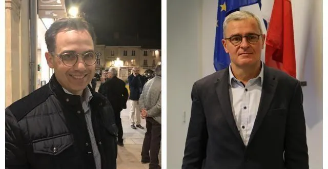 photo  nicolas leudière, actuel maire de sablé-sur-sarthe, a été pris à partie par son prédécesseur, marc joulaud (à droite), lors du conseil municipal qui s’est tenu le 12 avril, concernant l’arrêt prévu des fonctions mutualisées de dgs. ?  &copy;  archives ouest-france 