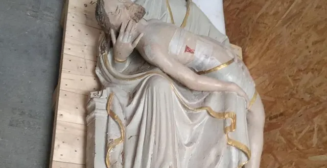 photo  la pietà de l’église d’aigné a été enlevée pour être restaurée, sitôt la convention signée.  &copy;  le maine libre 