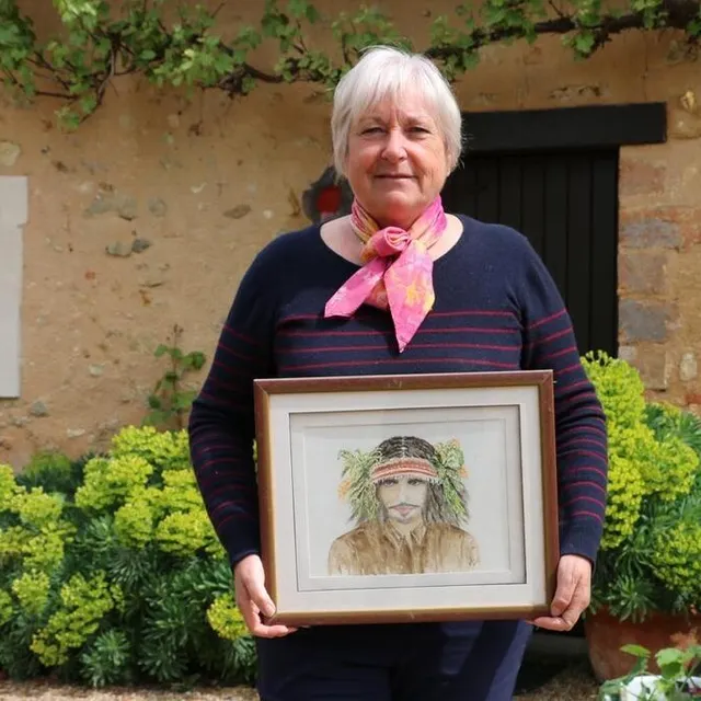 photo ses années passées en arabie saoudite ont inspiré brigitte vaidis dans de nombreuses peintures. ici, un « homme-fleur ».  ©  ouest-france