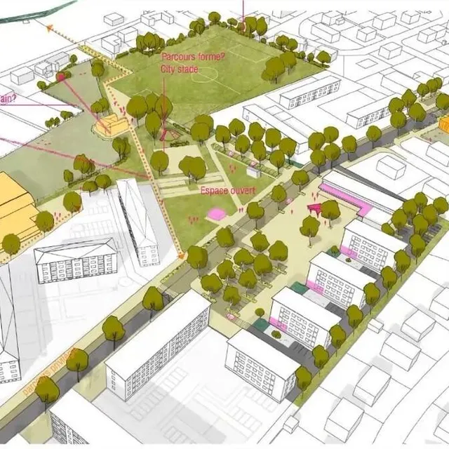 photo les plans d’urbanistes du premier secteur du quartier saint-michel de flers, dans l’orne, concerné par l’opération de réhabilitation.  ©  la fabrique urbaine