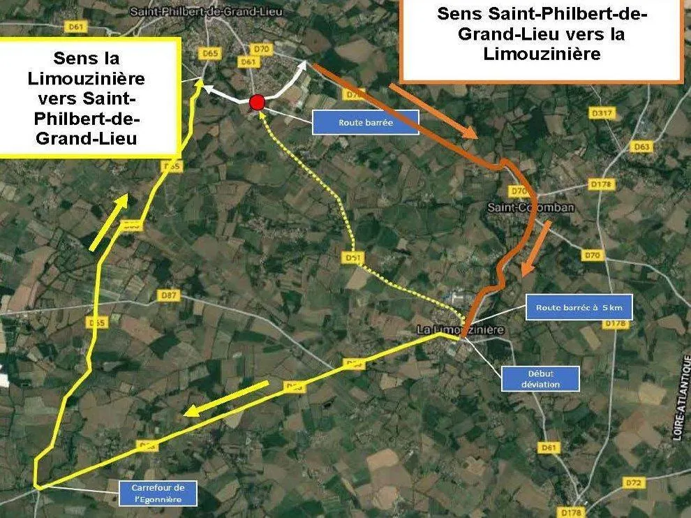 SaintPhilbertdeGrandLieu. La RD 61 sera fermée à la circulation