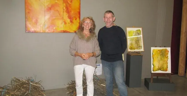 photo  florence boisjoly et olivier hesnard devant une peinture de florence.  &copy;  ouest-france 