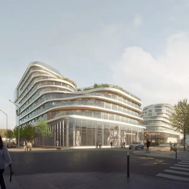 L’immeuble est organisé en nappes successives qui juxtaposent les différents programmes du projet financé par Giboire. Hamonic + Masson photo l’immeuble est organisé en nappes successives qui juxtaposent les différents programmes du projet financé par giboire. © hamonic + masson