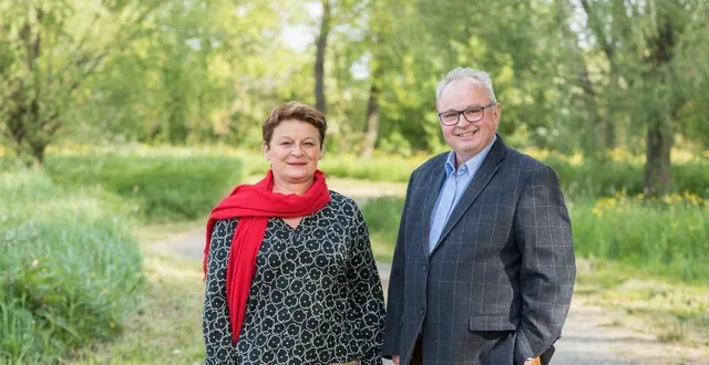 photo  ?nathalie morgant et christian poirier sont candidats aux élections départementales de la sarthe, dans le canton de changé.  &copy;  studio photo jm2 
